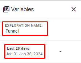 funnel  exploration date and name