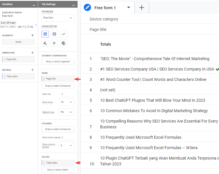 metrics and dimensions